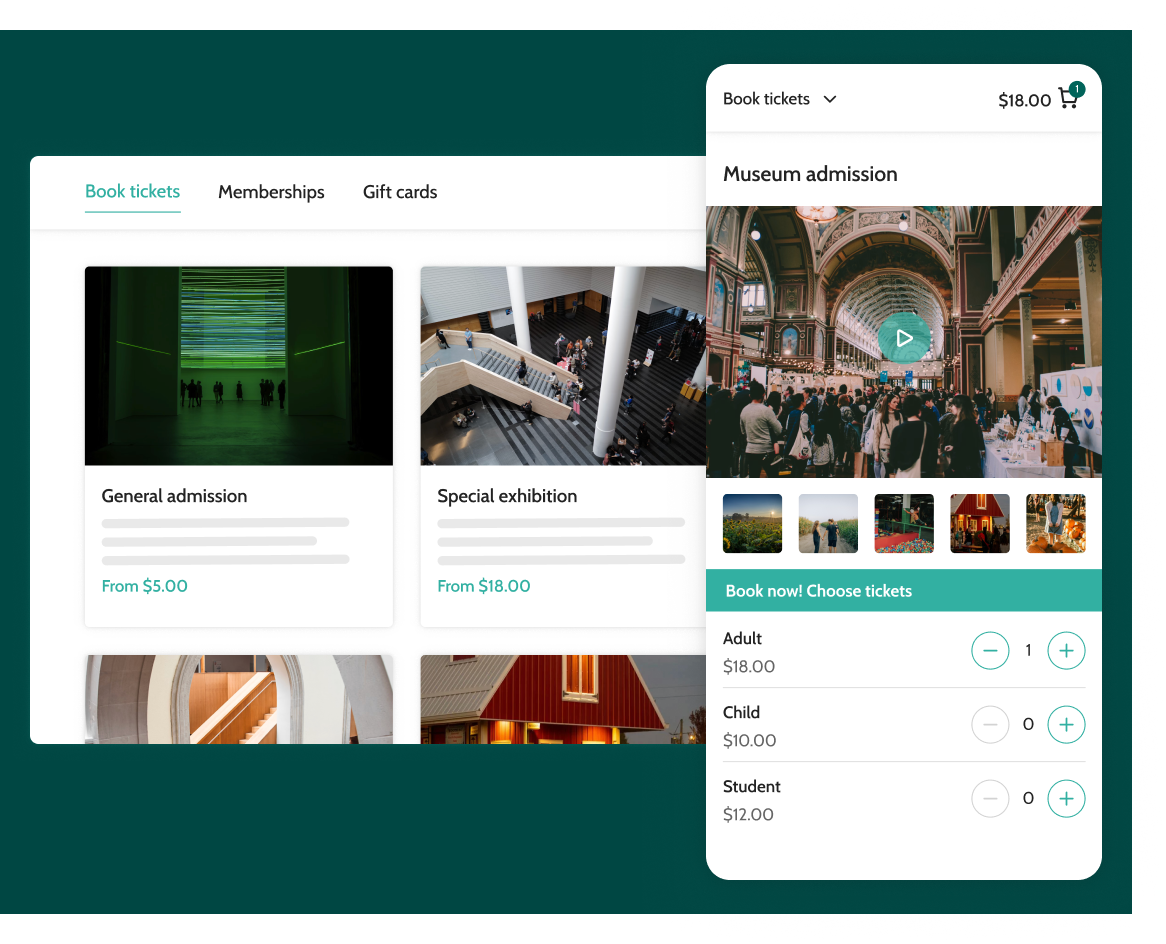 Online view of the Soft play booking system 